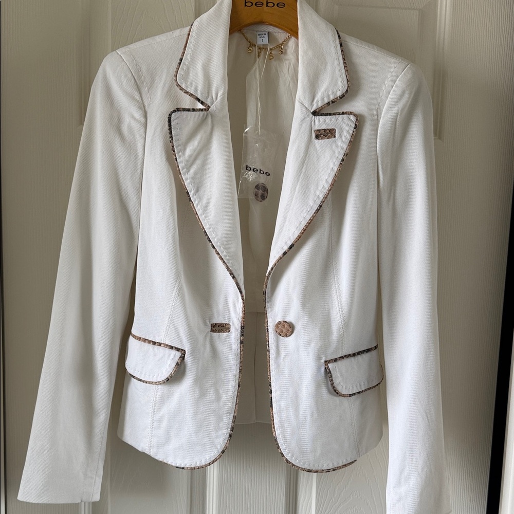 Bebe Ivory Blazer with Chocolate Trim